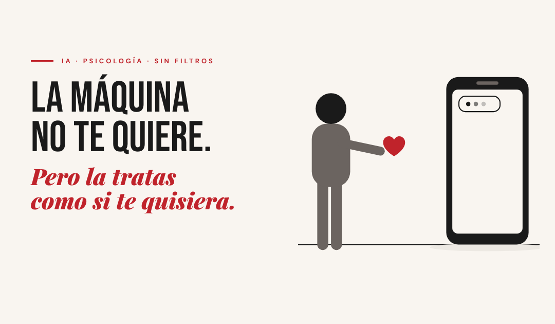 Humanizar la inteligencia artificial: una persona le ofrece un corazón a un móvil